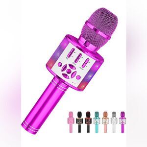 Amazmic Kids Karaoke Microphone Toy Bluetooth Portable Wireless Handheld Purple